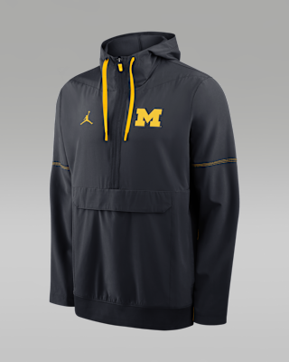 Michigan Sideline Anorak Men's Jordan Brand College 1/2-Zip Hooded